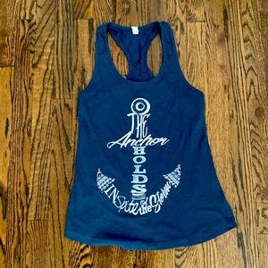 Navy blue womens tank top in a size medium